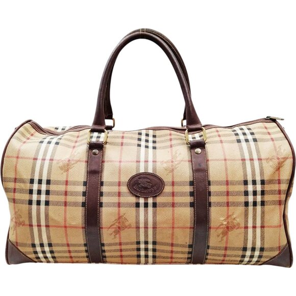 (L4) Authentic Burberry Travel Bag Brown PVC Luxury Vintage Designer Handbag - Picture 1 of 8